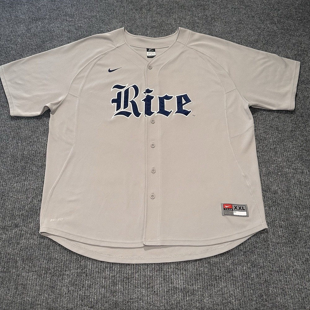 Vintage RICE University OWLS Baseball Nike Blank JERSEY Size 2XL Embroidered